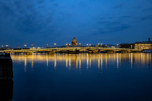 Ночь на Неве. Благовещенский мост